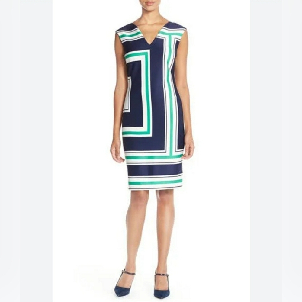 Kut From The Kloth Navy Green Nautical Sheath Dress NEW Size 4